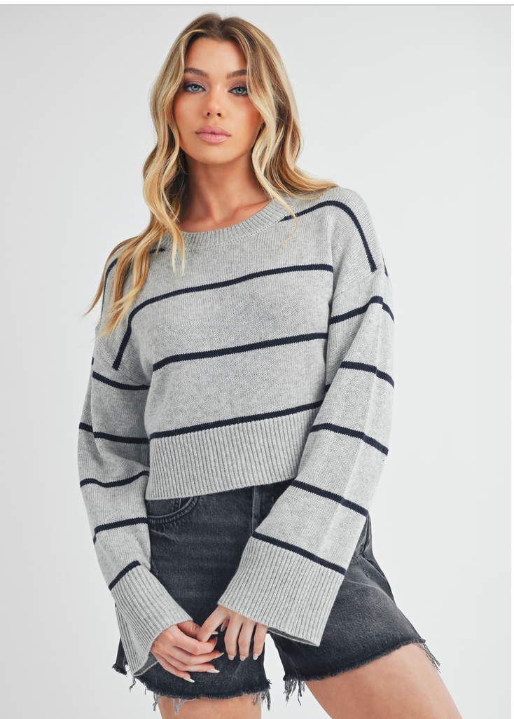 Heather Gray & Black Striped Sweater